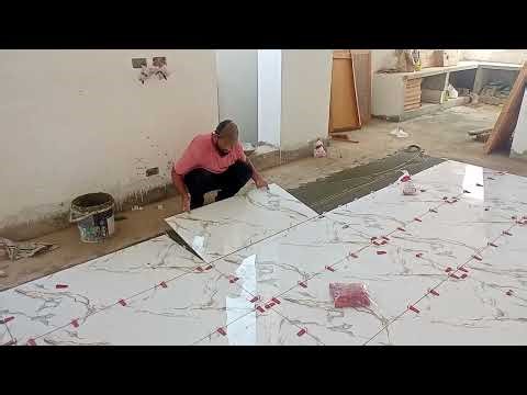 large format tile install #diy #largeformattile #constructionlife #concrete #bathroom