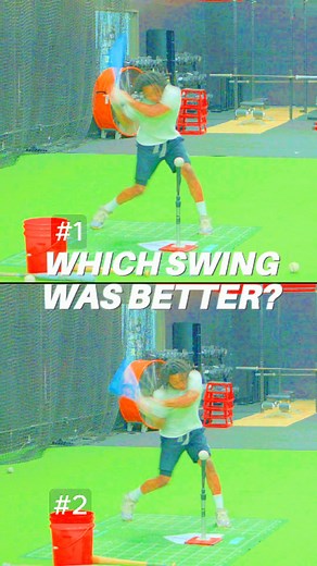 Staying in your legs. Which swing was better? | Applied Vision Baseball | Facebook