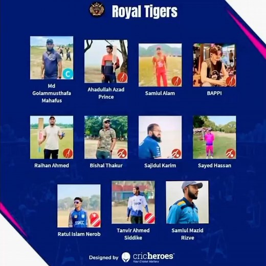 Unity Legends T20 Cricket Tournament 2025🏆 Season -01 Team: Royal Tigers "Roar with Pride, Play with Power!" 🐯🏏 Unity Legends 💥 আমাদের টিম মানে শুধু টিমের প্লেয়ার নয় সবাই আমাদের ভাই, আমরা ক্রিকেট খেলি হার জিতের জন্য নয় বরং বিনোদন এবং আমাদের একতা বজায় রাখার জন্য। ধন্যবাদ Unity Legends এর প্রত্যেক এডমিন এবং এডমিন প্যানেলের সকল সদস্যকে, আপনাদের সহযোগিতায় একটি ভালো ক্রিকেট খেলা অনুষ্ঠিত হতে যাচ্ছে। | Ahadullah Azad Prince
