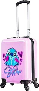 Disney Stitch Suitcase Set or Individual, Hard Shell Suitcase with Wheels 28L, 50L or 91L, 4 Wheels (Pink Stitch Small)