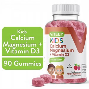 VITEEY Kids Calcium Gummies with Magnesium and Vitamin D3, Bone Health Supplements, Fruit Flavor, 90 Ct