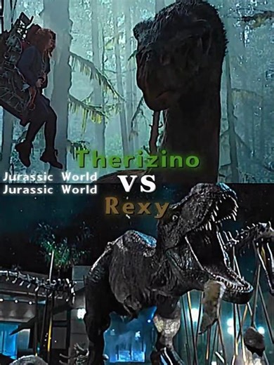 Therizinosaurus (JWD) vs. Rexy (JW) #jurassicworld