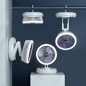 Table Fan, Rechargeable Battery Powered Desk Fan, 90° Multifunctional Foldable Ultra Quiet 4 Speed Lightweight, Portable Air Circulation Fan with Hook, Wall Fan for Bedroom Home Desktop