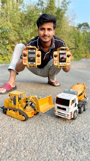 😲RC Jcb Excavator Mixer Truck Unboxing Tasting🔥#shorts