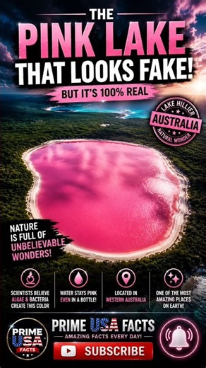 The Pink Lake That Doesn't Look Real! 😱🌸#shorts #PinkLake #LakeHillier #Australia #Nature #Science