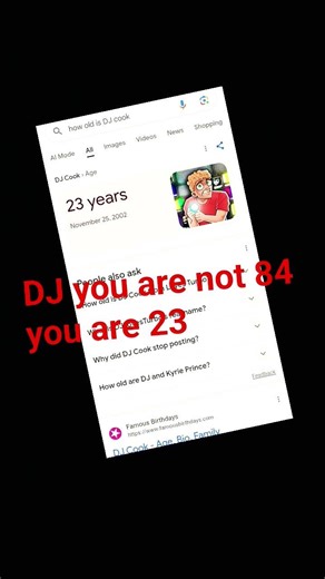 DJ cook is 23 you are not 84 man