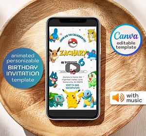 Animated Birthday Invitation, B-day Video Invite, Editable Invitation, Anime Birthday Invite, Instant Download - Etsy
