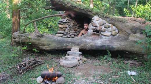 Primitive technology: House in the trunk