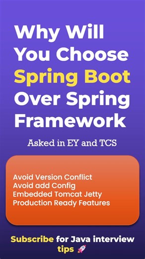 Asked In EY and TCS | Why Spring Boot is preferred over Spring Framework? 🤔 | Java Interview