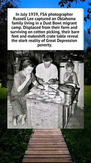 Dust Bowl Family Breakfast in Migrant Camp (1939) 🌾 #GreatDepression #Shorts #1930s