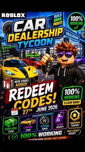 Roblox Car Dealership Tycoon Codes | Car Dealership Tycoon Redeem Codes