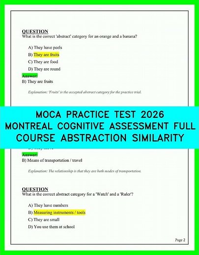 MoCA Test Prep 2026: Master the Montreal Cognitive Assessment Abstraction Similarity Guide