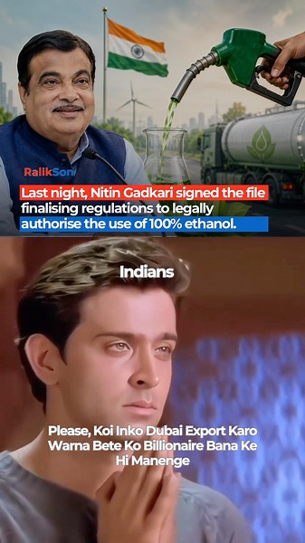 Nitin Gadkari Approves 100% Ethanol Fuel Use in India 🇮🇳