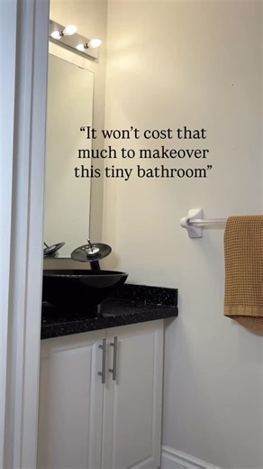 Hana | DIY & Home Design on Instagram: "And the cost of labour? Free 😉 This one week bathroom makeover is such an easy budget makeover. I really wanted to refresh this powder room since it’s on our main level and all our guests use it! I’m glad I got this done, right in time for the holidays! If you’re looking for more affordable makeovers and cost transparency, follow me! Comment “link” for everything I used in the powder to be sent to your inbox."