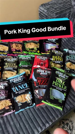 The Get Porked Bundle is comprised of a wide variety of very flavorful fried pork rinds. @Pork King Good #porkrinds #pork #snacks #flavorful #crunchy