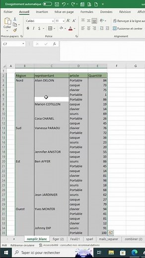 Remplir automatiquement les cellules vides d’un tableau dans Excel