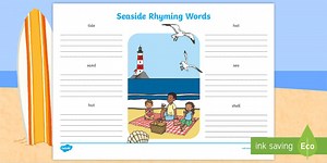 Seaside Rhyming Words Worksheet