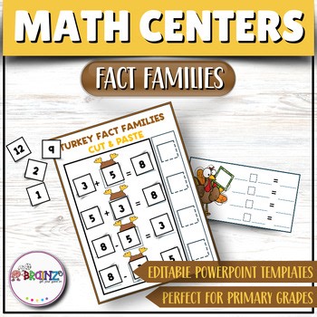 Thanksgiving Editable Turkey Fact Family Worksheets | Addition & Subtraction