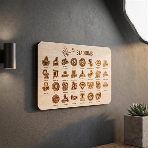 MLB Stadium Tracker, Baseball Stadium Map, MLB Team Tracker, Baseball Team Map, Baseball Stadium Art, Stadium Map, Baseball Decor,wooden Map - Etsy