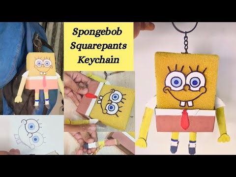 DIY SpongeBob SquarePants Keychain 🧽💛 | Easy Sponge Craft Idea ‪@greatdiysandpaintings247‬