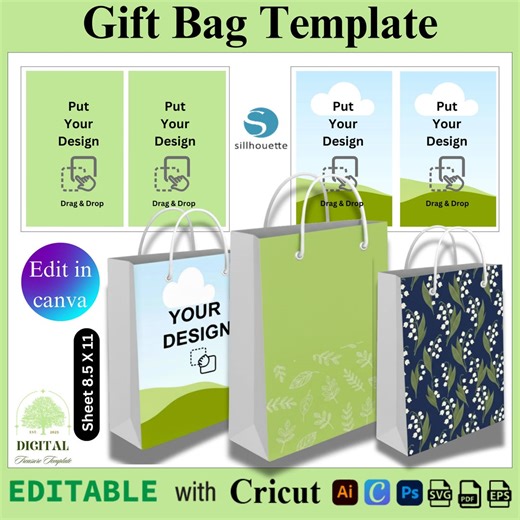 DIY Gift Bag Template, Paper Shopping Bag SVG, 8.5x11 (digital Download) - Etsy Australia