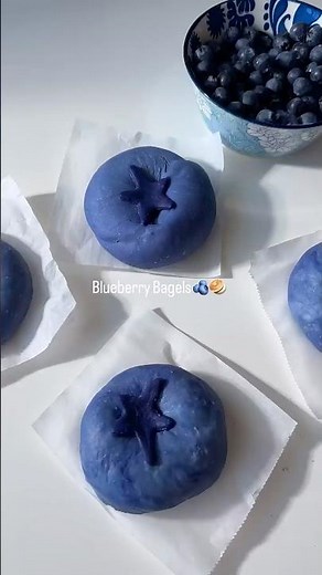 All natural blueberry bagels 🫐🥯 #bagels #blueberrybagels #foodart #cozyrecipe #cozyfood