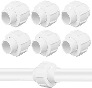 Homaisson 6Pcs 3/4’’ PVC Union Pipe Fittings, 3/4’’ PVC Coupling Adapters(Socket x Socket), No-Leak PVC Pipe Connectors with EPMD O-Ring for Water Supply Pipes, Irrigation, Pools