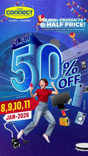 🔥📱 LuLu FLAT 50% OFF at LuLu Connect Hyderabad! Enjoy great deals and the best offers!