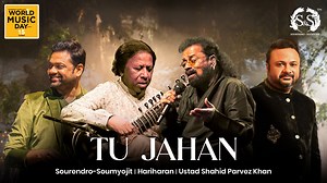 The evergreen classic “Tu Jahan”, originally sung by the legendary Lata Mangeshkar, returns is revisited by Sourendro-Soumyojit with Hariharan ji and Ustad Shahid Parvez Khan. A heartfelt tribute to the legendary Madan Mohan Ji and Rais Khan Sahab, this rendition captures the spirit of musical devotion,creative spontaneity, and the beauty of Raag Nand. Presented live at Sourendro–Soumyojit’s World Music Day Concert 2025, “Tu Jahan” is out now on all streaming platforms — a celebration of a histo