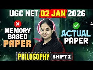UGC NET Philosophy Analysis 2025 | UGC NET Philosophy Memory Based Questions | 02 Jan Shift 2