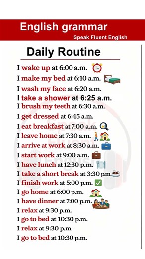 Speak English Every Day Daily Routine Sentences for Beginners