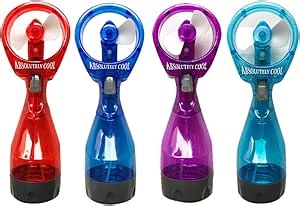 Pack of 4 Water Mist Spray Bottle Fan Portable Handheld Mister Battery Operated- Color Randomly