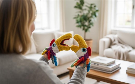 Funny Knit Parrot Puppet Mittens for Adults, Acrylic Yarn Handmade Gloves, Colorful Quirky Winter Accessory, Unique Creative Gift Idea - Etsy