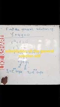 Second Order Differential Equation with Complex Roots | Solve y″ + 4y = 0 | General Solution
