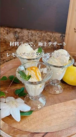 夏にぴったり！材料3つだけで濃厚クリーミーなレモンバニラアイス🍨シャリシャリ感なし！お家で作れちゃいます#バニラアイス #手作りアイス #homemadeicecream