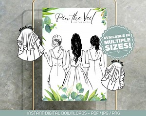 Pin the Veil Bridal Shower Game: Green Nature Design (digital Download) - Etsy