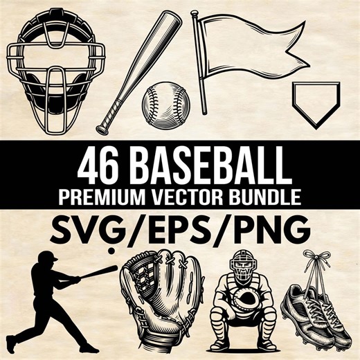 Baseball SVG EPS PNG Bundle - Short Stop Pitcher Catcher Home Run | Digital Download for Cricut, Silhouette, Crafting, Print on Demand - Etsy