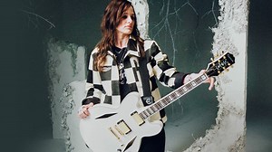 Emily Wolfe and Epiphone team up for the classy 'White Wolfe' signature Sheraton, finished in Aged Bone White