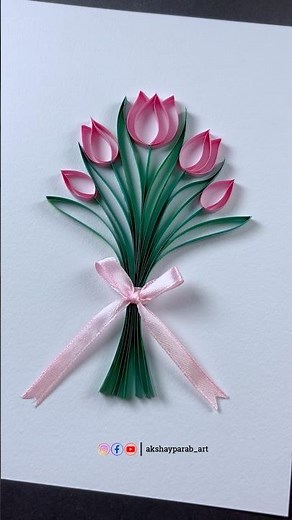 Tulip Flower Bouquet Paper Quilling Art 💐 | DIY Quilling Ideas #flower #shorts