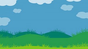 Happy Easter banner with eggs and cute bunnys. Vector 2D animation.