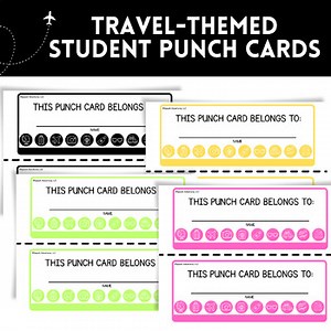 Printable Travel-Themed Student Punch Cards for Positive Reinforcement & Rewards