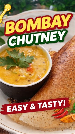 😋Bombay Chutney Recipe | Besan Chutney for Dosa in 10 Minutes| #recipe #shorts #dosa #chutney #yt