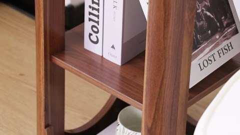 End Tables Living Room Set of 2, Modern Side Tables Bedroom with Storage Shelves, 3 Tier End Tables Bedroom, Small Square Wooden Bedside Table Nightstand (Walnut)