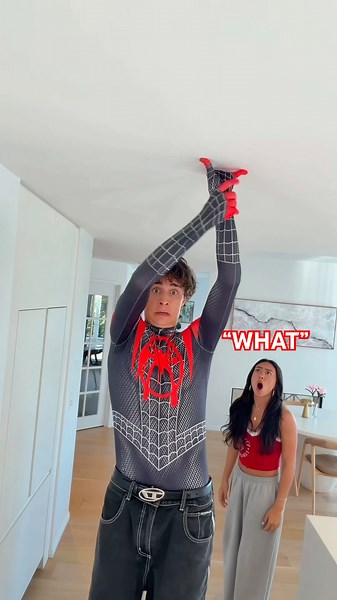 I’m Miles Morales 🕸️💥 Did Cadel win this Spiderman trend?! 🤭🤔 #shorts #spiderman #spiderverse