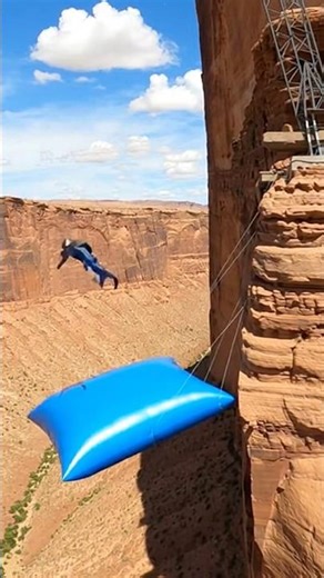 Woman Skydives to Cliff Airbag Jump ✨ Smooth Skyfall-Style Landing #CliffAirbag