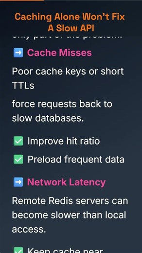 Caching Alone Won’t Fix A Slow API #Caching #Redis #PerformanceOptimization