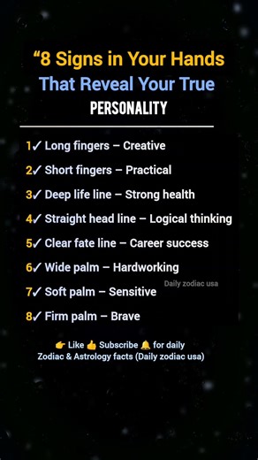 8 Signs in Your Hands That Reveal Your True Personality#PalmReading #HandSigns #astrologyusa