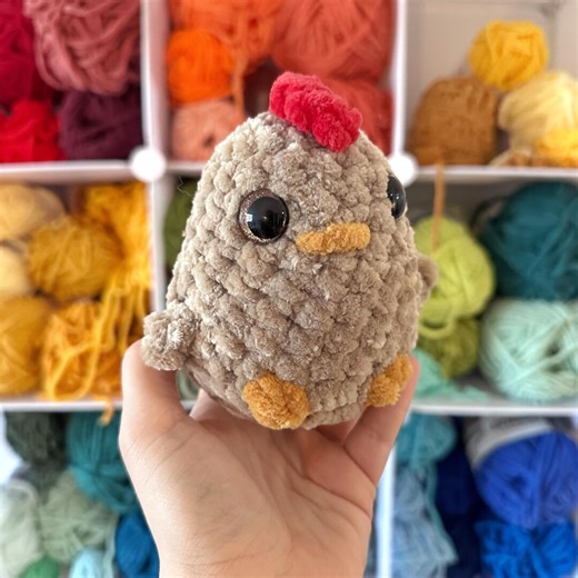 Crochet Chicken Pocket Plushie: Handmade Amigurumi Stuffed Animal - Etsy