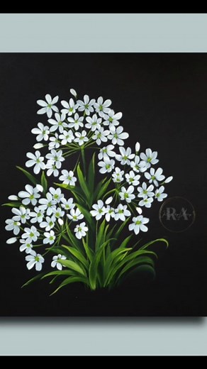 Renjitha Anoop on Instagram: "🟡💫 Beautiful & Easy Painting 💐 Bouquet of Flowers Would Love To Know Your Thoughts ✍️ Check this out ✨✨✨ Follow Me For More 👍👍. Materials Cardstock paper Acrylic colors @liquitexofficial Round brush 6 @dynasty_brush Liner Brush @dynasty_brush . . . #reelsinstagram #reelsvideos❤️ #viralreelsvideo❤️ #folkart #gold #whiteflowers #easyflowerpaintings #onestroke #art #renjithaanoop #reelspost #beautifullday #instafeed #instagood #dailyart #reelsvideo #viralreels #tr