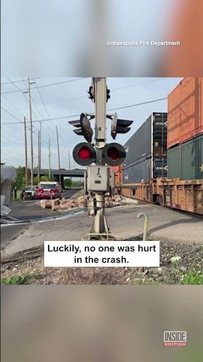 The Heartstopping Moment a Train Crashes Into Semi-Truck #shorts